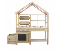 Vaikiška didelė medinė lauko virtuvė su stogu ir priedais | Classic World CW54587